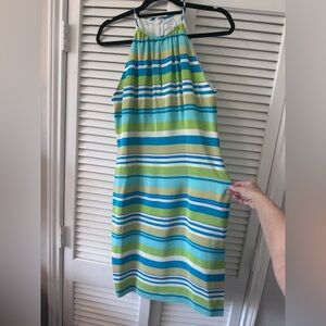 Address Maggy Size 8 100% Silk Stripe Halter Dress